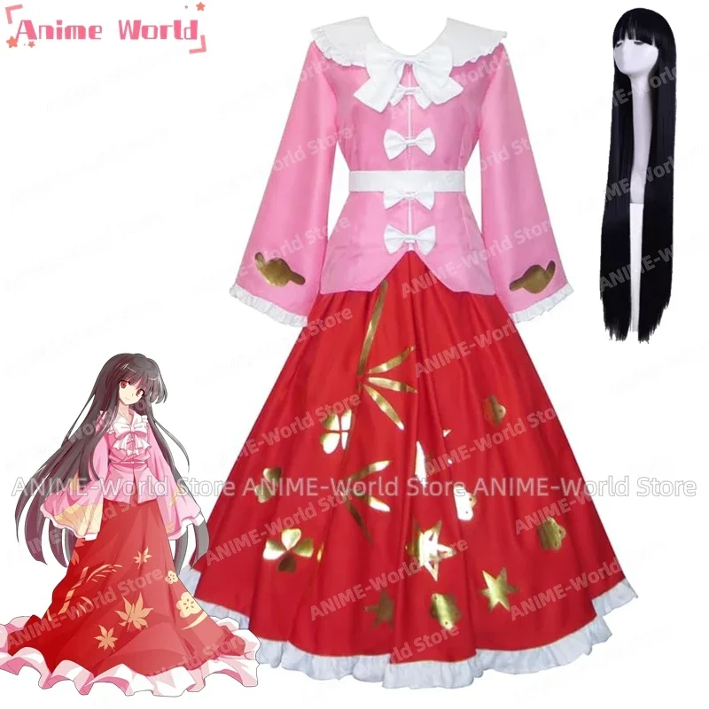 《Custom Size》Anime Touhou Project Kaguya Houraisan Outfit Dress Cosplay Costume Lolita Dress Carnival Halloween Wig Christmas