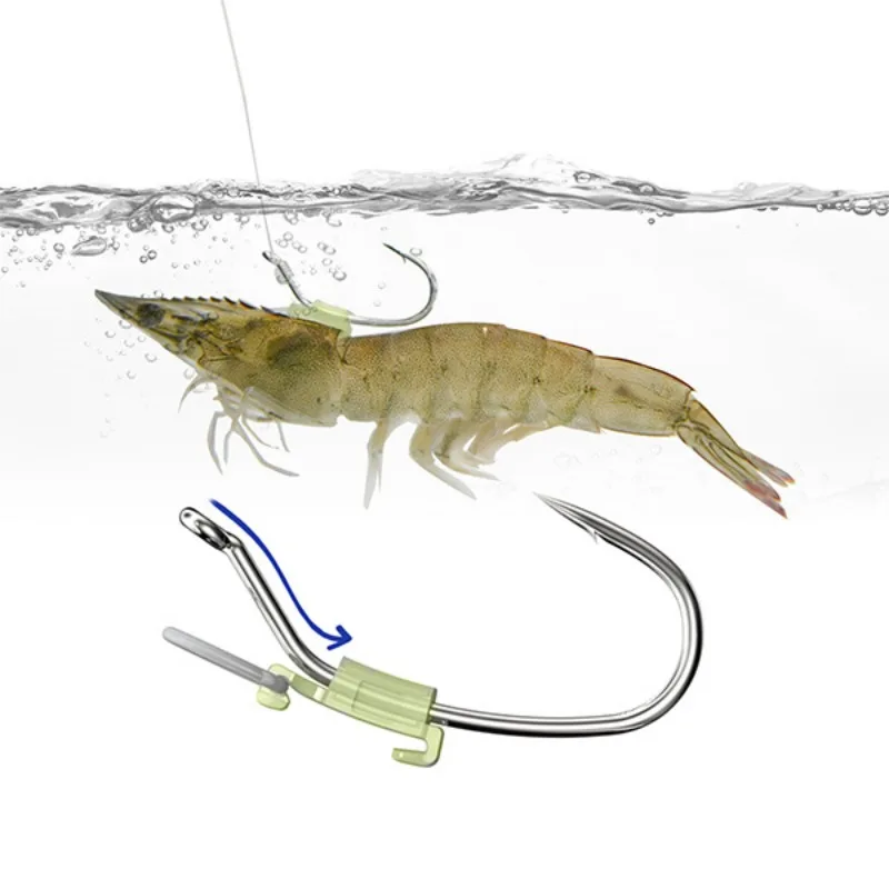 

Набор светящихся крючков для креветок, удобные крючки для живых креветок, 50 шт., портативные, легкие рыболовные принадлежности, доступны пять размеров