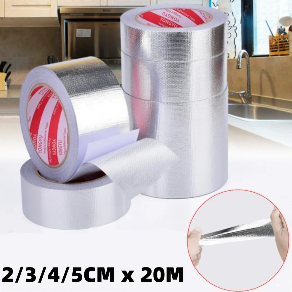20M High Temperature Resistant Aluminum Foil Tape Kitchen Sink Waterproof Tape Range Hood Water Heater Pipeline Sealing Strip