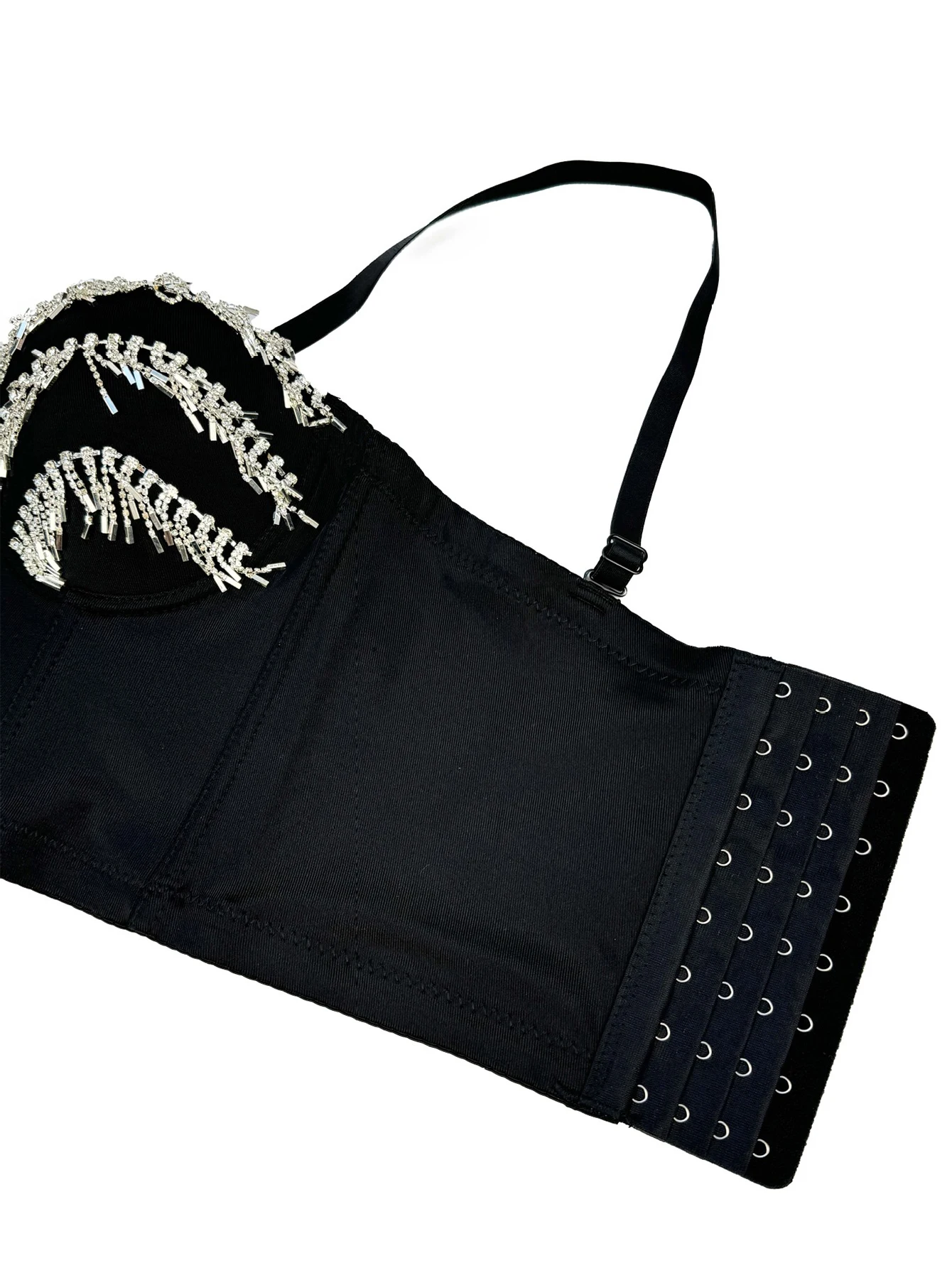 Sexy y2k clothes black rhinestone corset crop top women clothing summer punk halter club party tops woman 2025 halter tank top