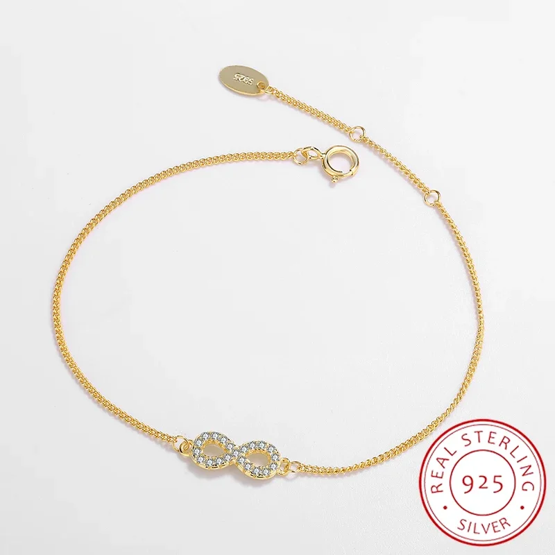 

Classic and Simple Authentic S925 Silver 14K Gold Number 8 Bracelet Daily Commuting Versatile Women's Jewelry