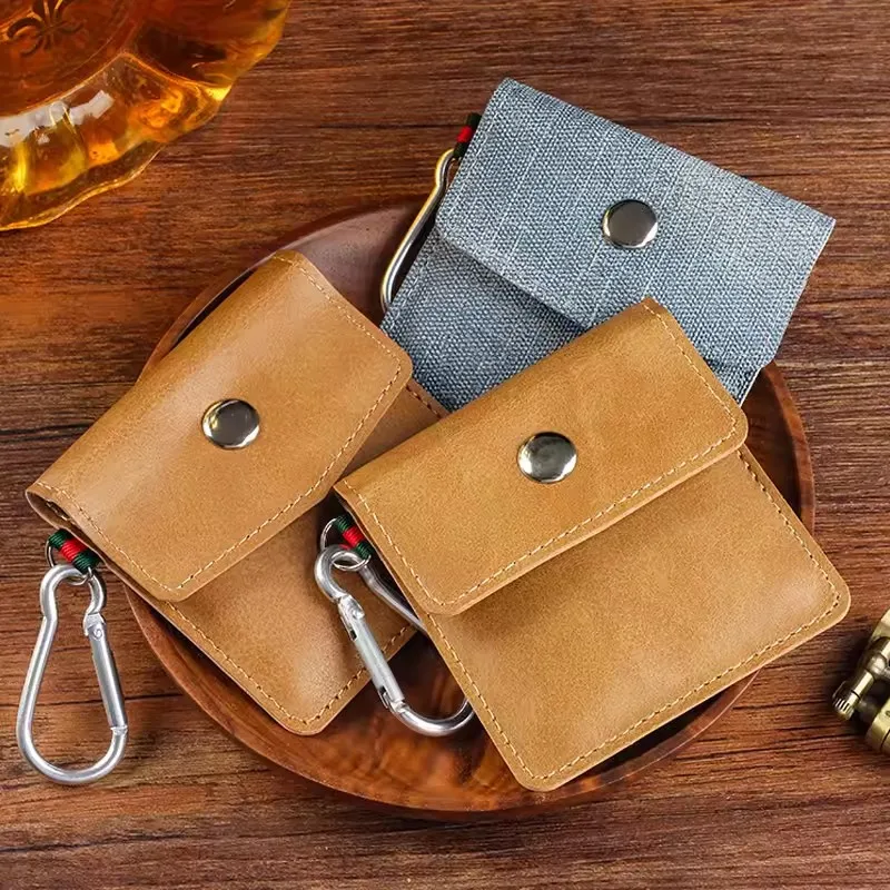 Portable PU Leather Mini Ashtray with Keychain, Pocket Size Smokeless Cigarette Storage Ashtray for On-the-Go Smoking