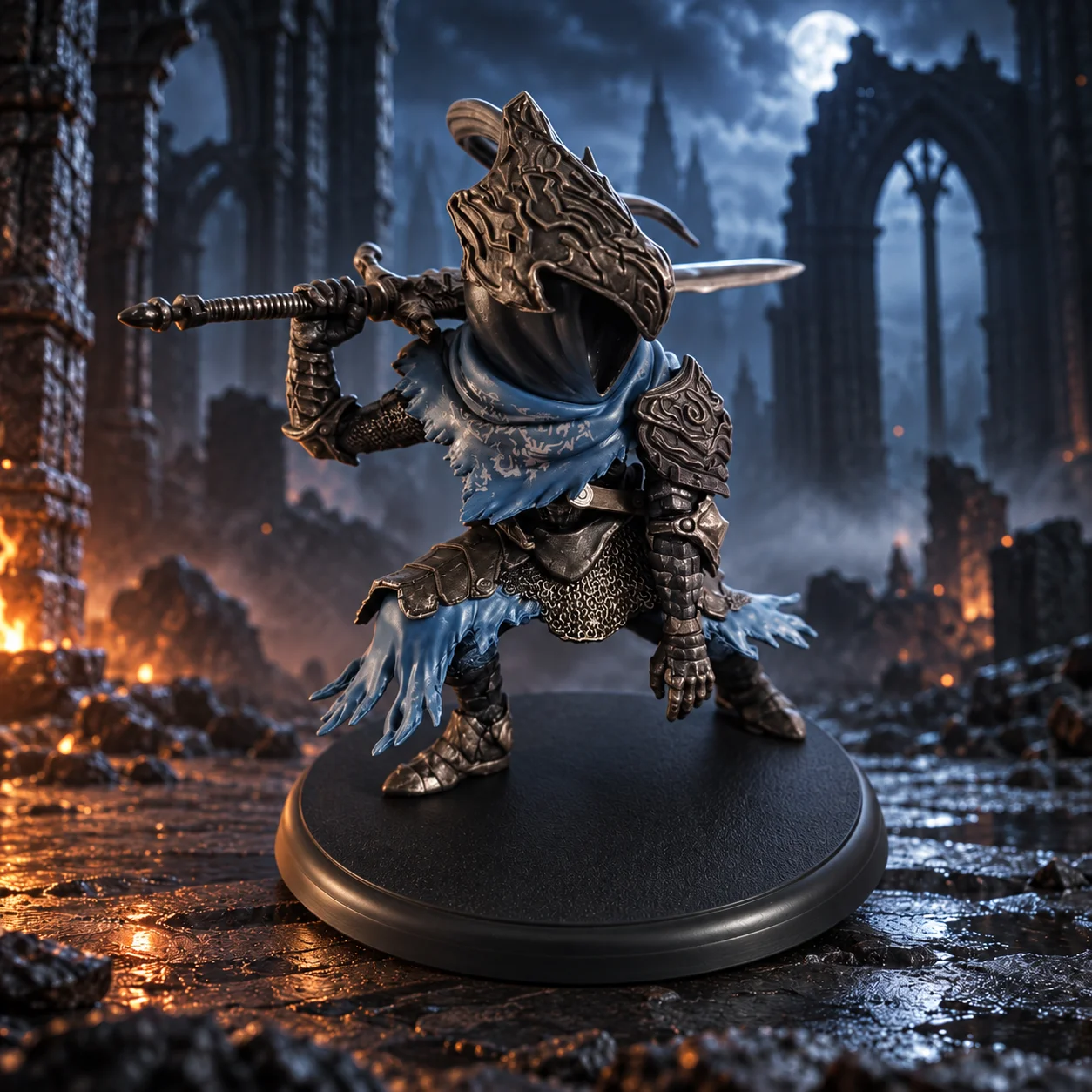 DARK SOULS Artorias the Abysswalker Figure, Knight Sword Collectible Statue, Battle Pose Desktop Display Model view 3