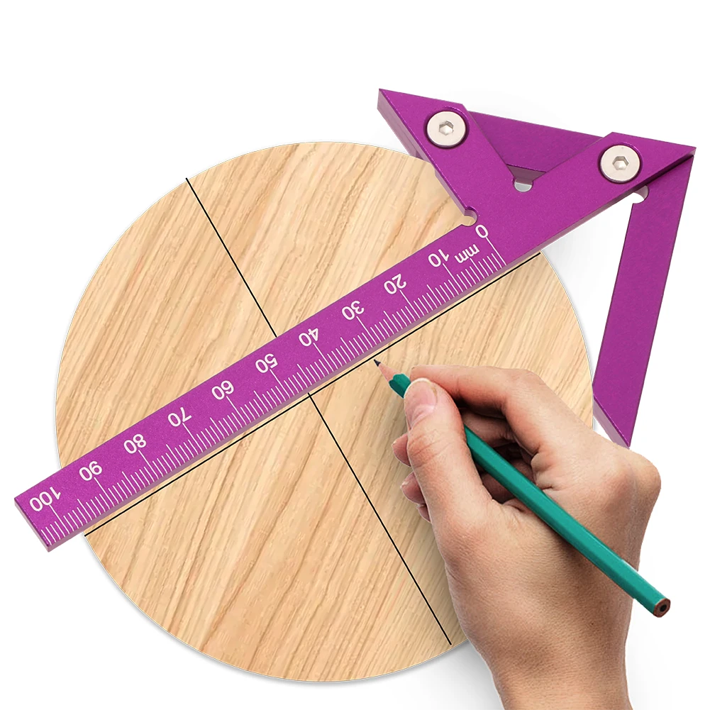MM Aluminum Alloy Center Finder Line Gauge, 45/90 Degree Angle Marking Ruler, Woodworking Square Center Scribe, Measuring Tool