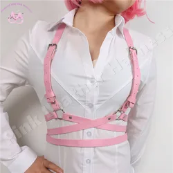 Trendy Harajuku Leather Harness Suspender Pink Punk Women Garter Sword Belt Body Bondage Straps Goth Club Festival Rave Clothes