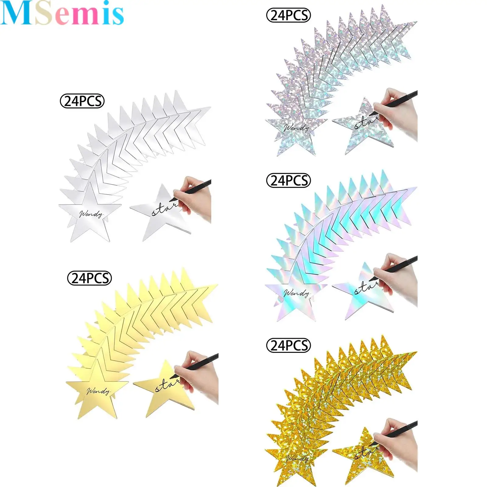 

24Pcs Stars Cutouts Glitter Double Printed Paper Cardboard Stars Decorations for Bulletin Board Classroom Wall Party Decoration