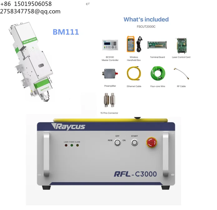 Whole Set of Fiber Las=er Source 3000W MAX Fiber La=ser Source+BM111+Fscut2000+bcs100 Metal Cutting