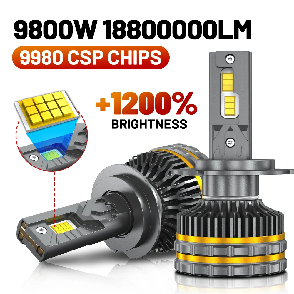 

H4 H7 LED Headlight Bulbs Canbus H1 H3 H11 9005 9006 9012 HB3 HB4 HIR2 9007 H13 9800W 18800000LM Car Headlamp Turbo Light 12V