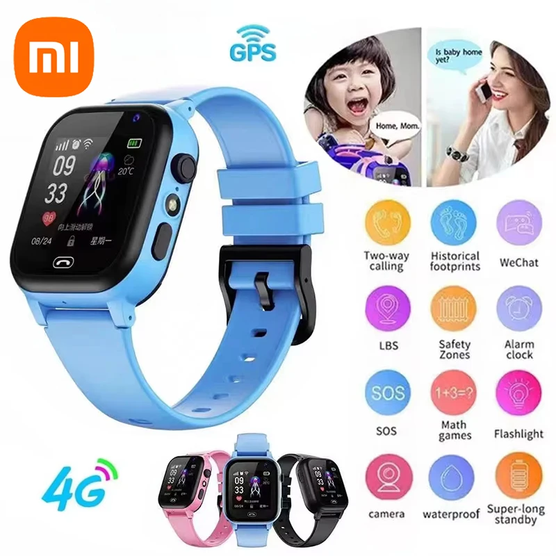 Детские умные часы Xiaomi, 4G, SIM-карта, камера вызова, GPS, местоположение, SOS, защита от потери, IP67, водонепроницаемые умные часы для Ios, Android, подарок для детей