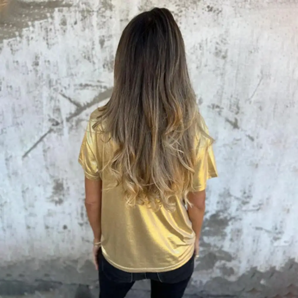 

Summer Women's Loose Ice Silk T-Shirt 2025 New Bat Sleeve Round Neck Sleeve Basic Elegant Women Clothing Stretchy T-shirt