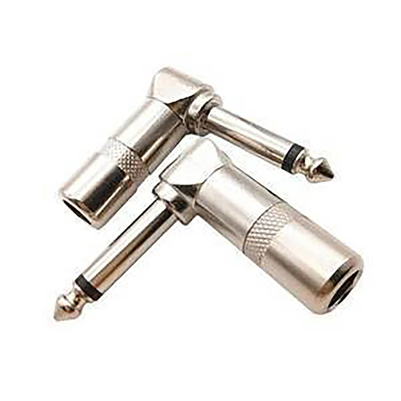 Single Track Pedal Microphone MIC Connector Right Angle 6.35MM Stereo Male Plug Guitar Wire Connector 1/4 Inch