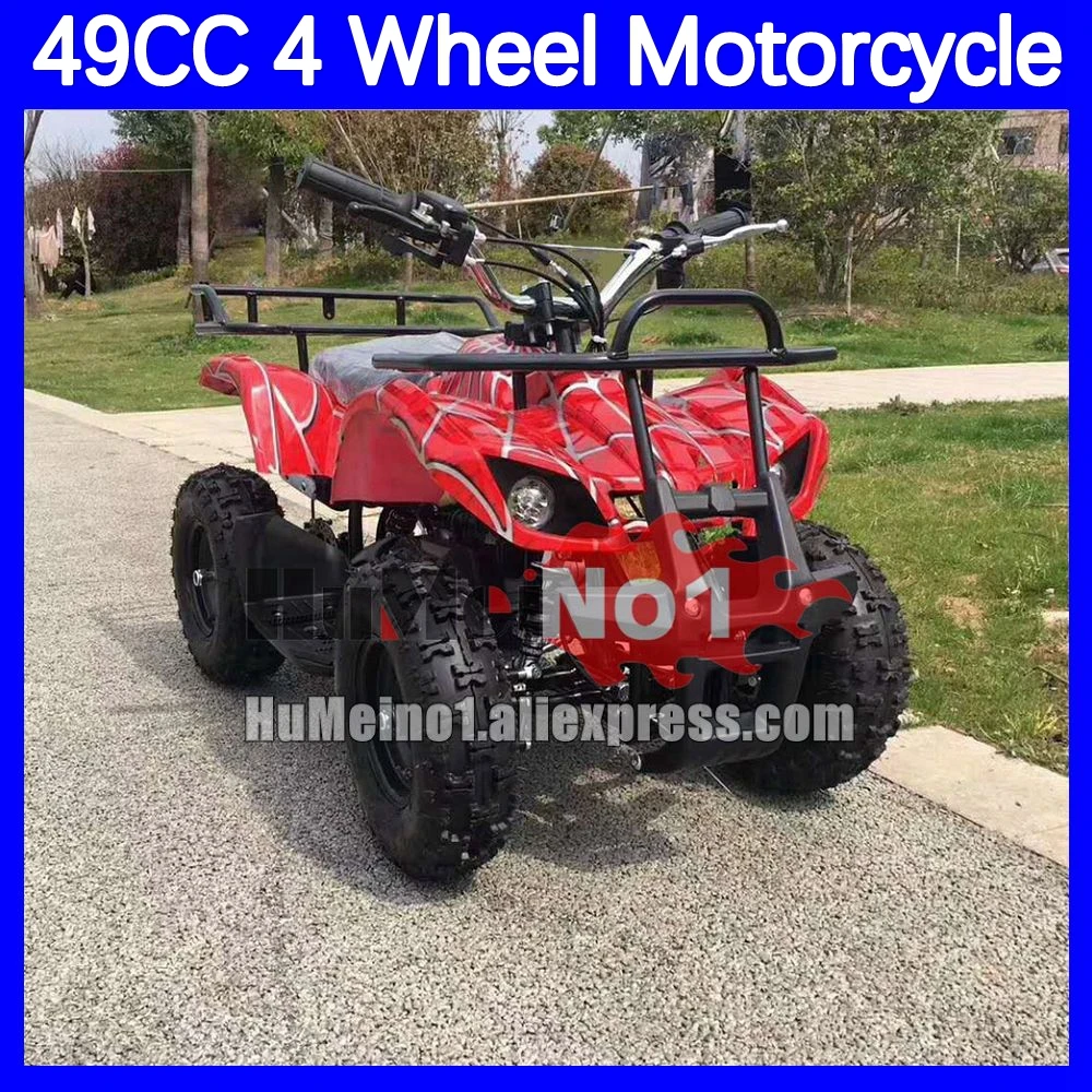 49CC 2 Stroke Gasoline Motorcycle Kid Adult Go Kart Frames Quad ATVS Amusement Rides 4 Wheel Beach Buggy Motorbike Birthday Gift