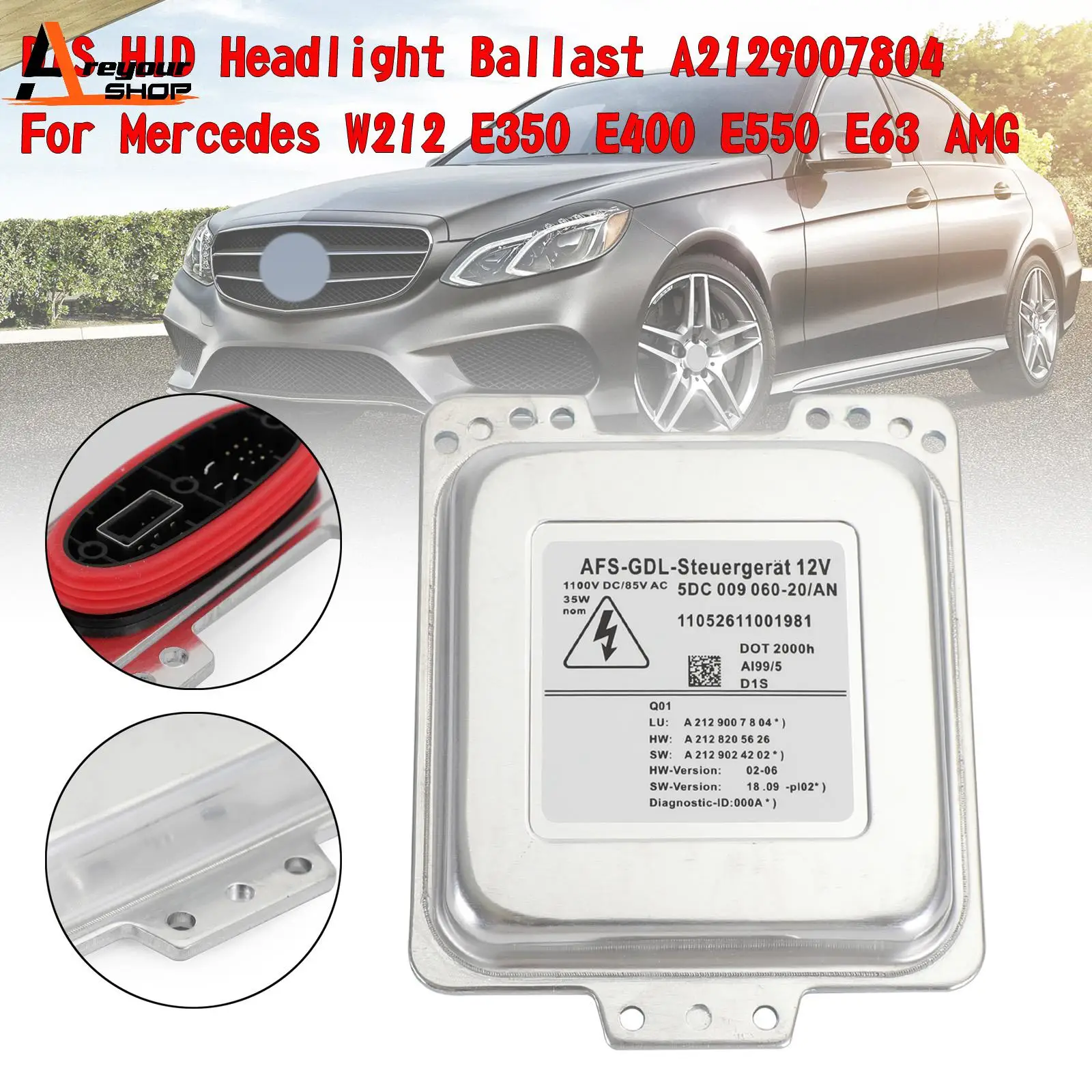 Areyourshop D1S HID Headlight Ballast A2129007804 For Mercedes W212 E350 E400 E550 E63 AMG