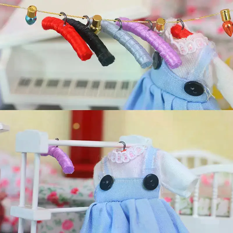 Mini perchero de simulación para casa de muñecas, muebles para decoración de casa de muñecas, accesorios para fotos, juguetes para juego de imitación, 4 Uds., 1/12