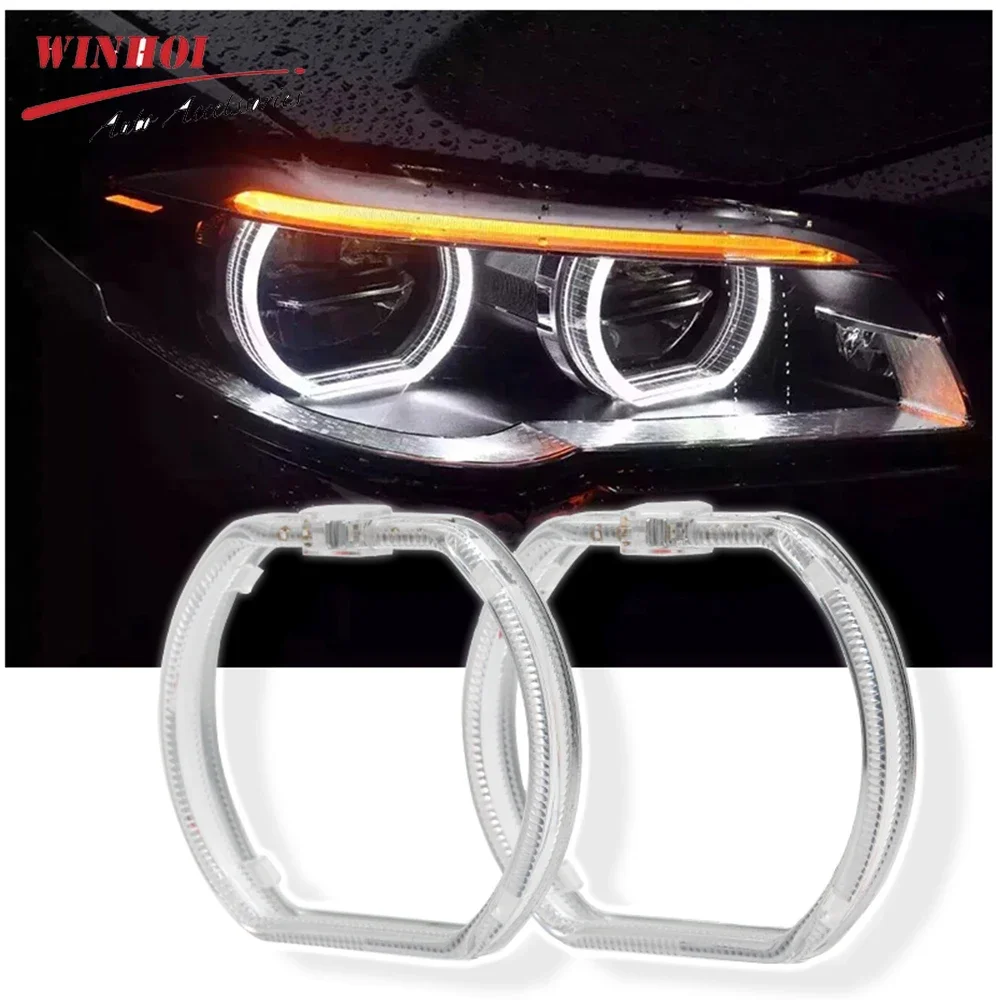 76/120mm Square Led Angle Eyes with Acrylic Covers Car Halo Rings Kit Super Bright White Headlights Angel Eye Retrofit 12~24V