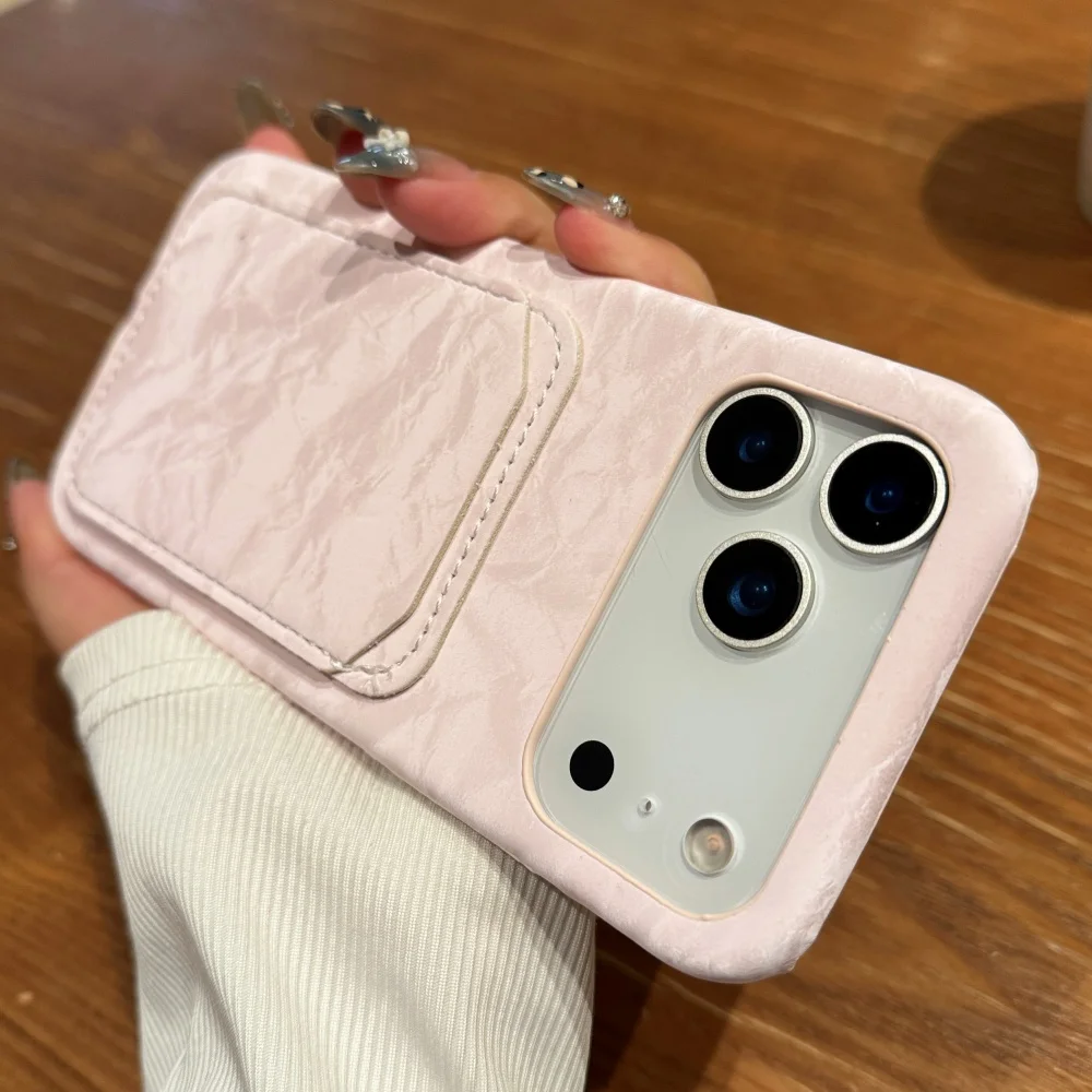 الفاخرة المخملية النسيج فتحة بطاقة المحفظة الحال بالنسبة آيفون 11 12 13 14 15 16 زائد 17 برو ماكس الهواء ماتي للصدمات الصلب غطاء الوفير #2