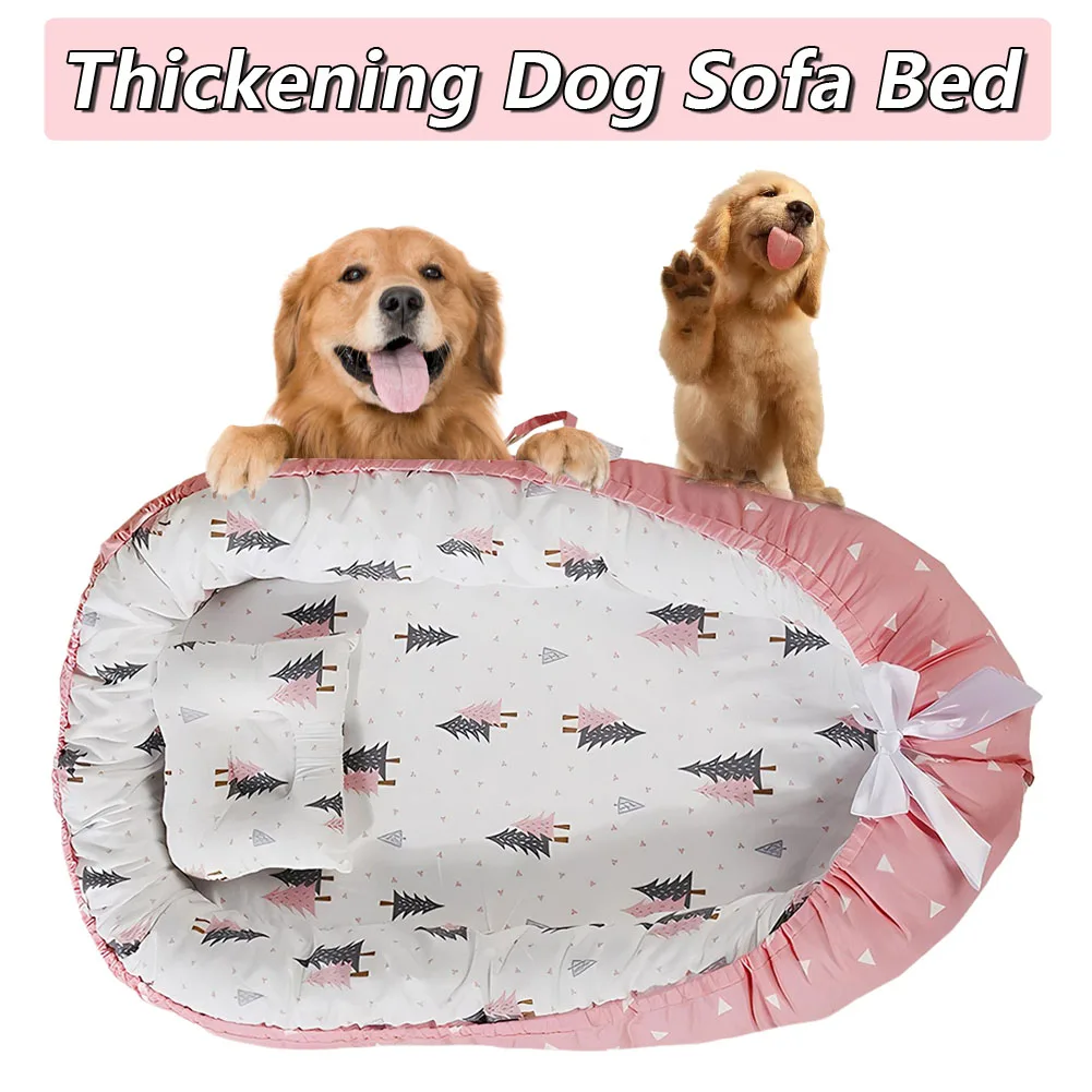 

Thickening Dog Sofa Bed Removable Cat Dog Mat with Pillow Washable Soft Cloth Dog Kennel Comfortable Pet Sleeping Bed Sofa