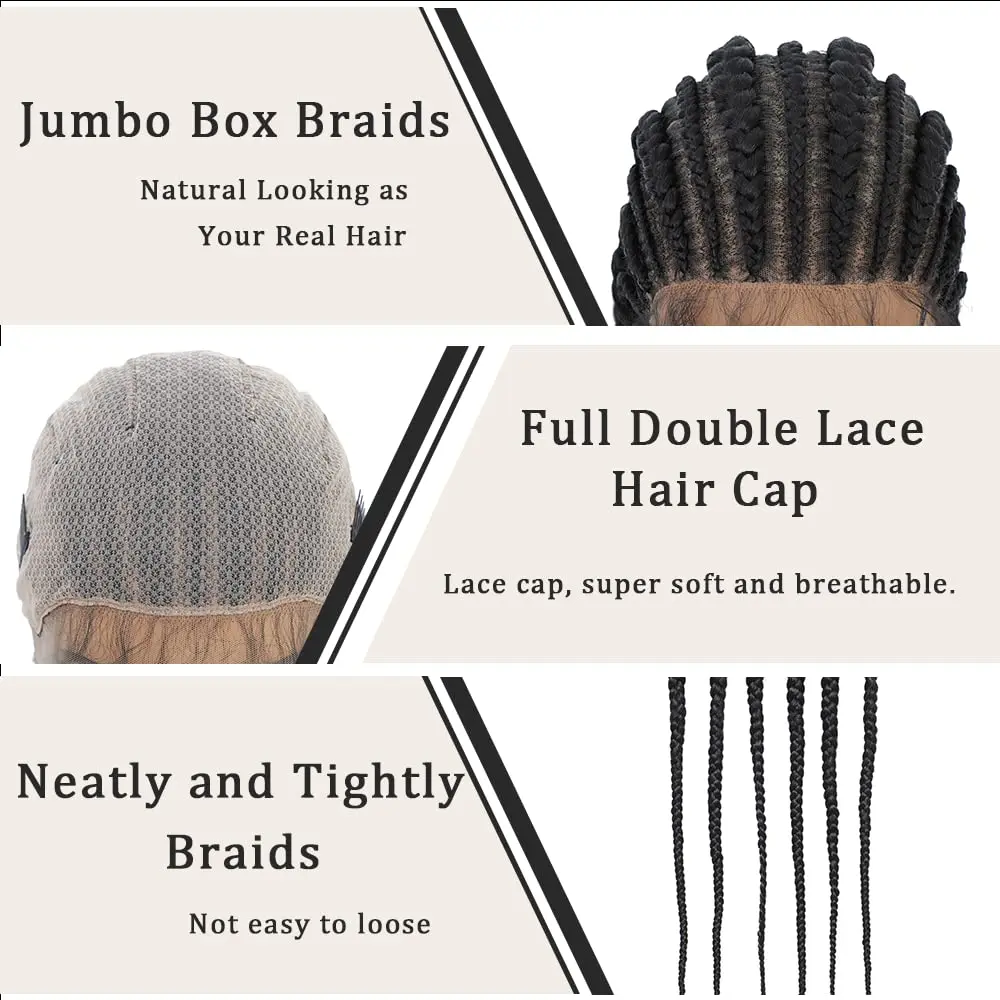 Perruque synthétique tressée en Cornrow Box pour femmes africaines noires, tresses avant en dentelle, tressage de 36 pouces