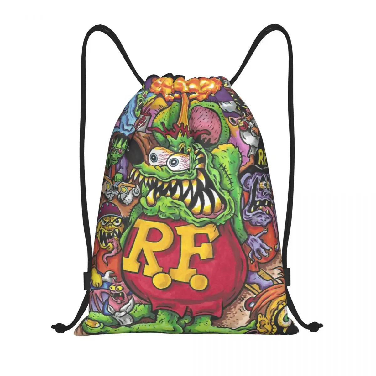 Custom Funny Rat Fink Animation Anime Cartoon Drawstring Bag Men Women Lightweight Sports Gym Storage Backpack