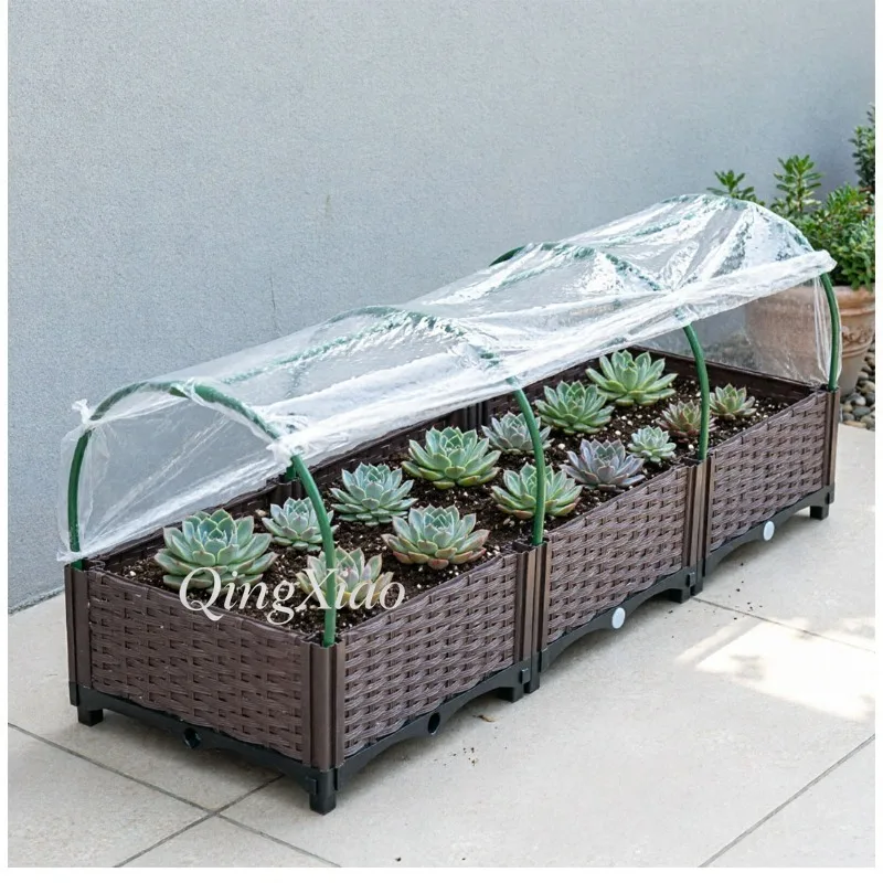 Raised Garden Bed with Trellis Frame, Large DIY Planter Box, Deep Soil Container for Backyard Patio Vegetable & Flower Planting