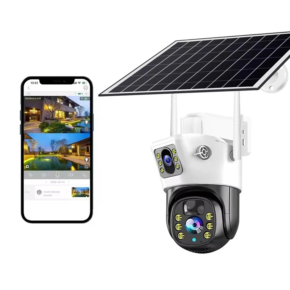 Factory Priced V380PRO HD 4MP Dual Lens CCTV Camera with Ptz 4G Sim Card Solar Powered CMOS Sensor for Outdoor Security