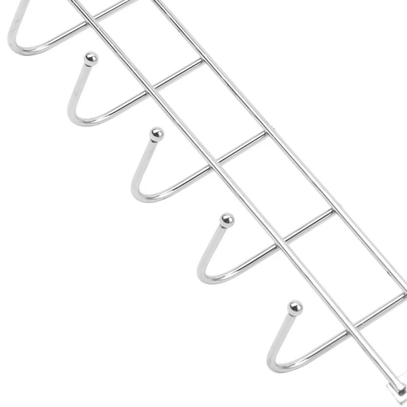 5 Hooks Over Door Home Bathroom Kitchen Coat Towel Loop Hanger Rack Holder Shelf,Silver