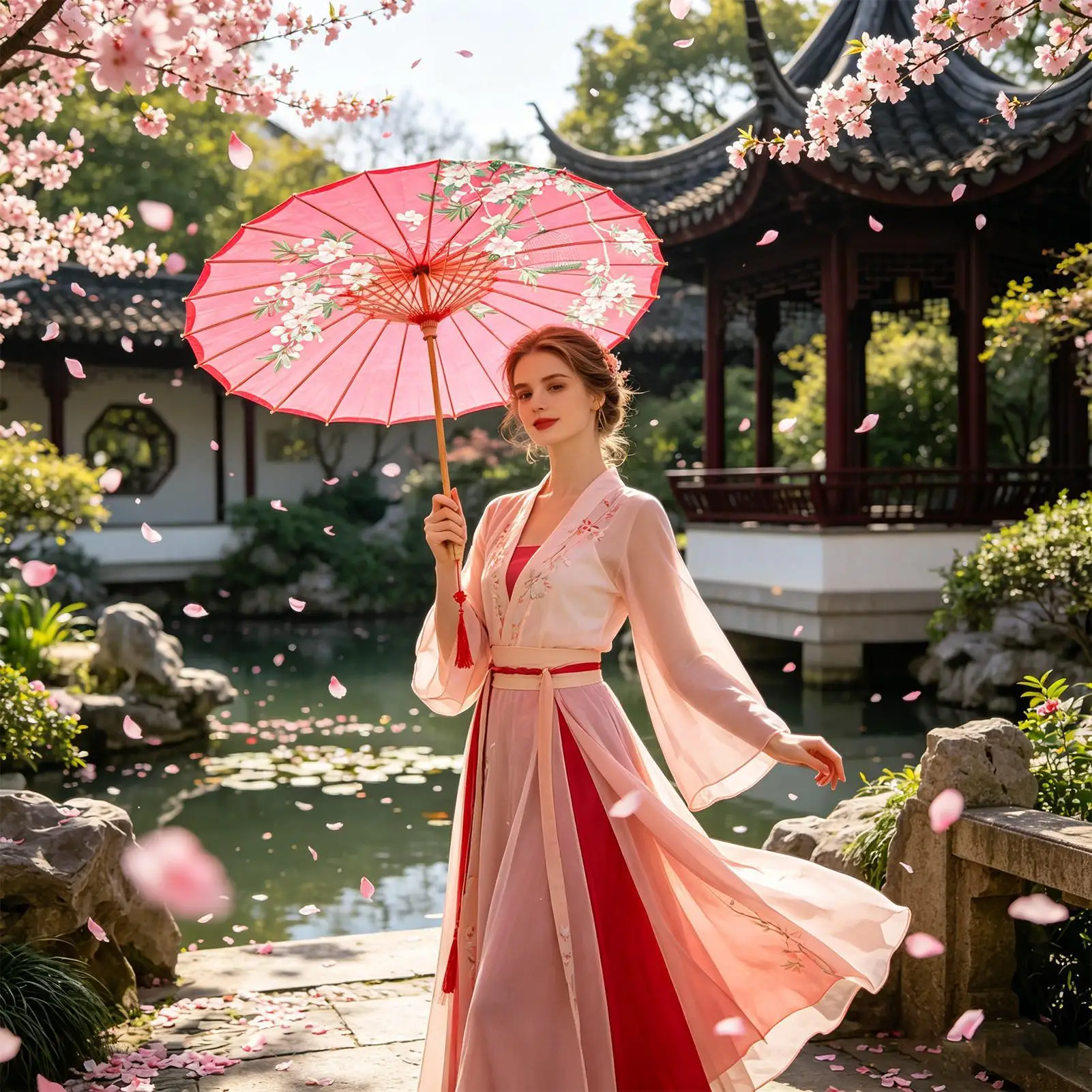 

Chinese Parasol Asian Classical Silk Elegant Chinese Cosplay Decoration Parasol Art For Birthday Parties Photography Role-play