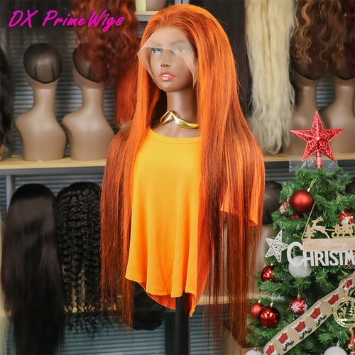 Peluca recta de encaje Frontal Bob 13x6, peluca de cabello humano 100% de densidad 200, cabello virgen prearrancado, pelucas naranjas de jengibre resaltadas 13x4