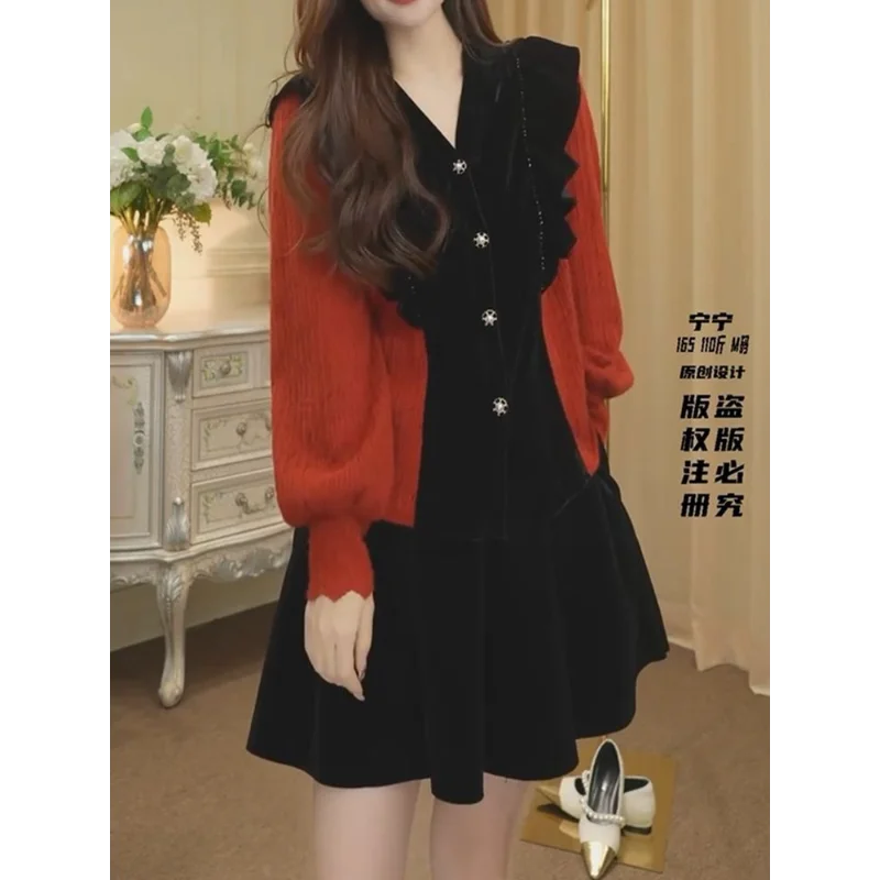 تصميم تكدرت الربط الدانتيل محبوك 2025 جديد الخريف سترة ضئيلة أعلى #2