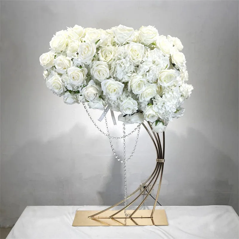 

Golden wedding road flower stand wrought iron crystal main table flower ware decorative ornament wedding site