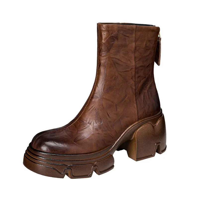 

2025 Fashion Women Boots Genuine Leather Material Platform Modern Boots Autumn Sexy Party Shoes