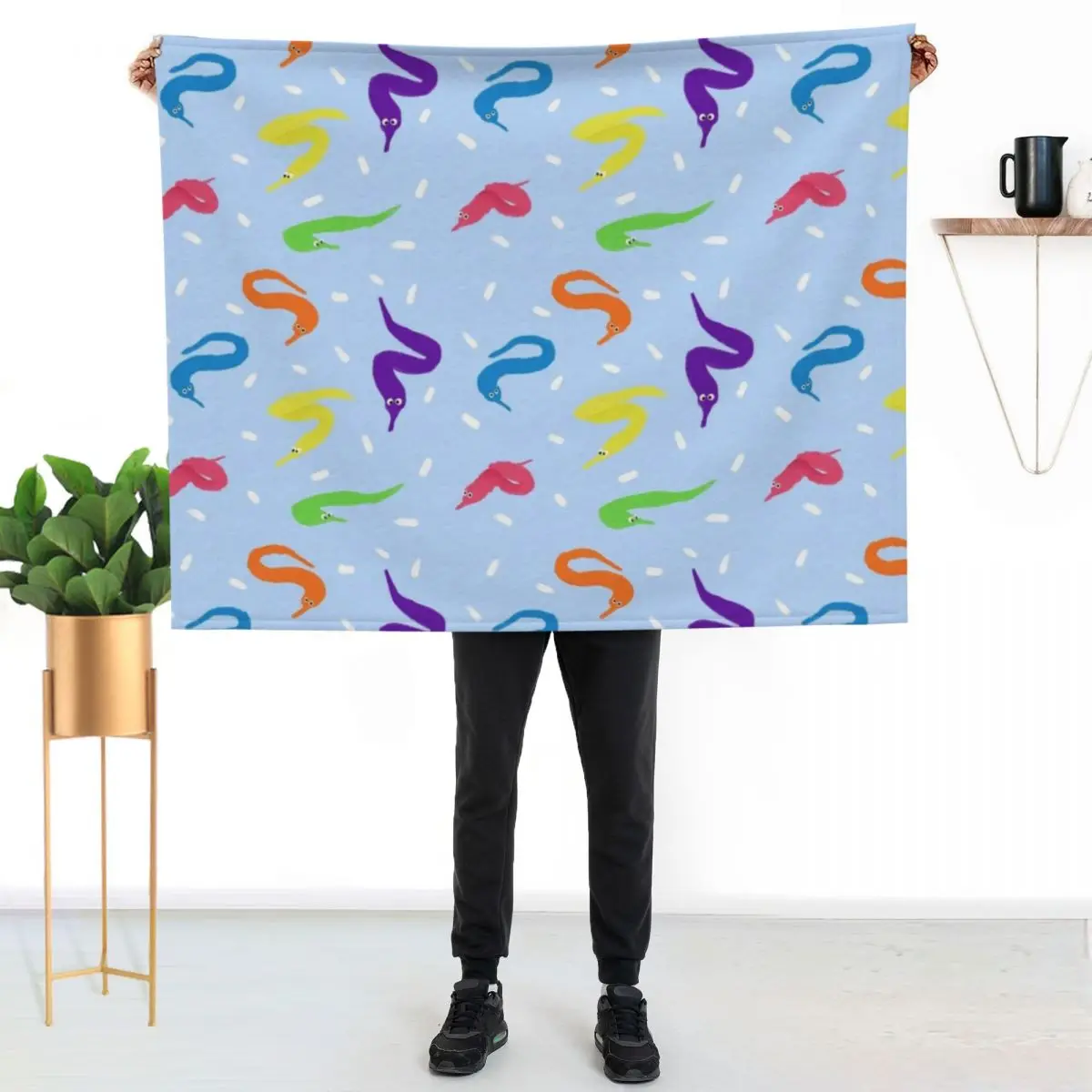 Worm on a String Babey! Throw Blanket Comforter Flannel Softest Picnic Giant Sofa Personalized Gift Blankets