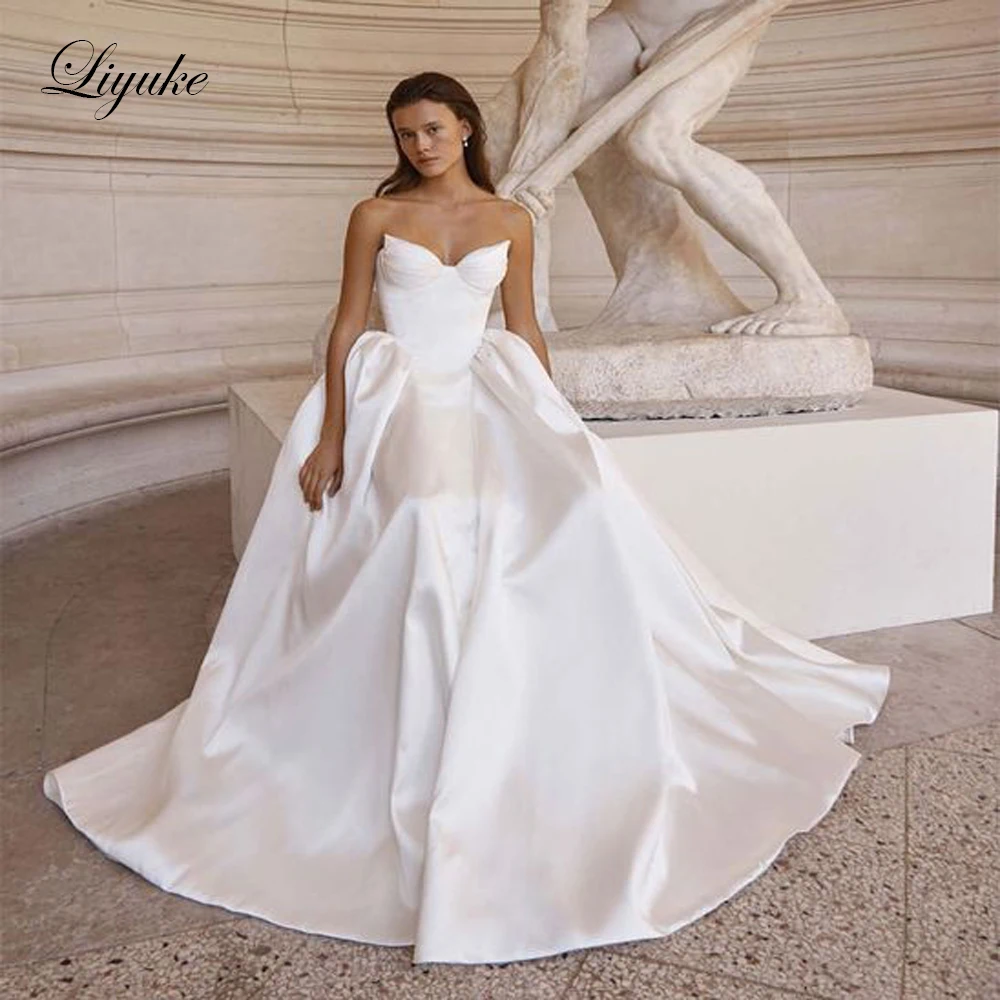 Liyuke Custom Made Satin Wedding Dresses