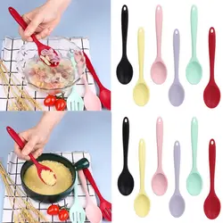 1PC Mini Silicone Spoon High Temperature Resistant Non-stick Spoon for Cooking Mixing Spoons Stirring Spoon Kitchen Supplies
