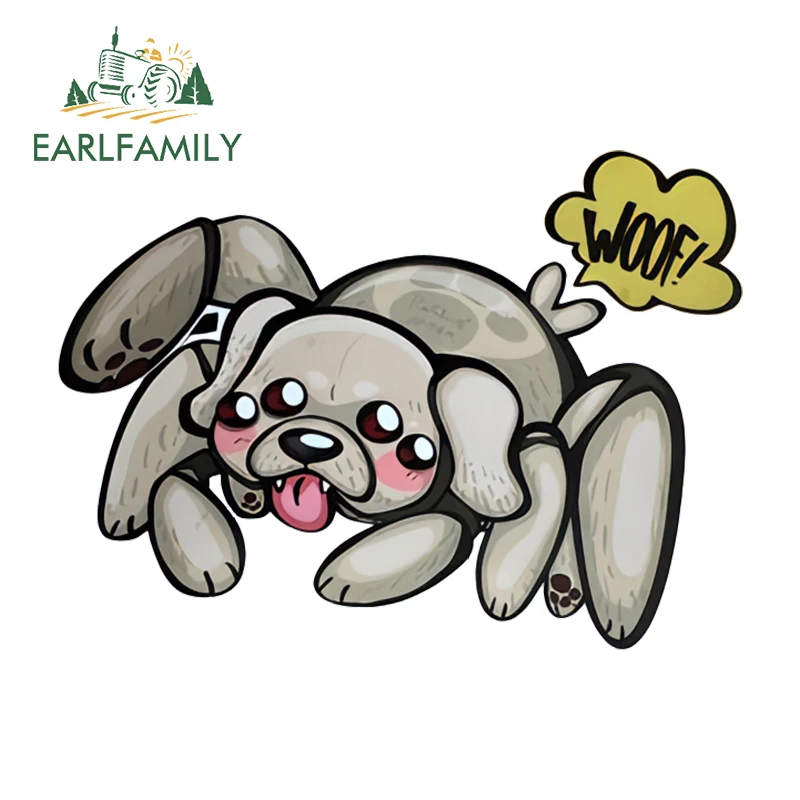 EARLFAMILY 13cm × 9.5cm Lovely Puppy Spider Design Car Stickers Funny Graffiti Decals Personal Scratch-Proof Car Styling