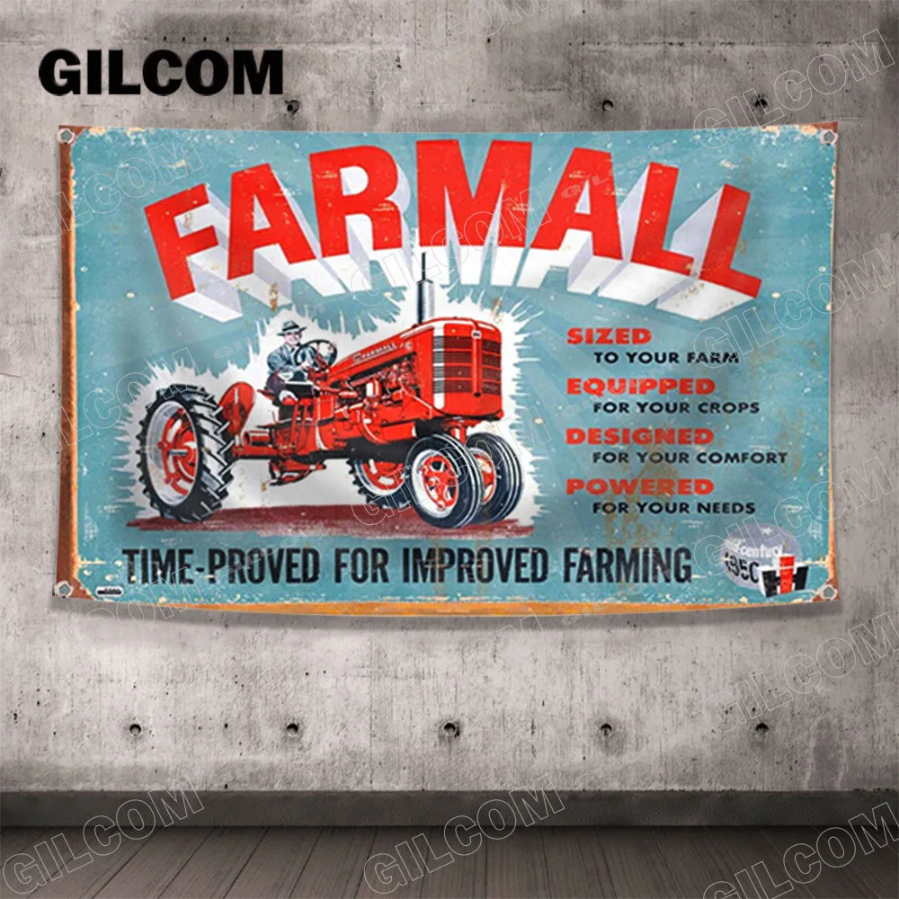 Farm Truck Flag Farmall Power  Menu Home Poster Bar  Advertise Logo Sport Outdoor Club Digital Printing Banner Brass Grommet