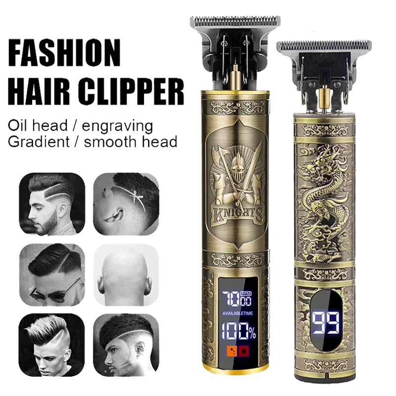

2026 Hot Sale！Rechargeable T9 Carving Hair Clipper Vintage Portable USB Barber Professional Hair Cutting Machine Beard Trimmer