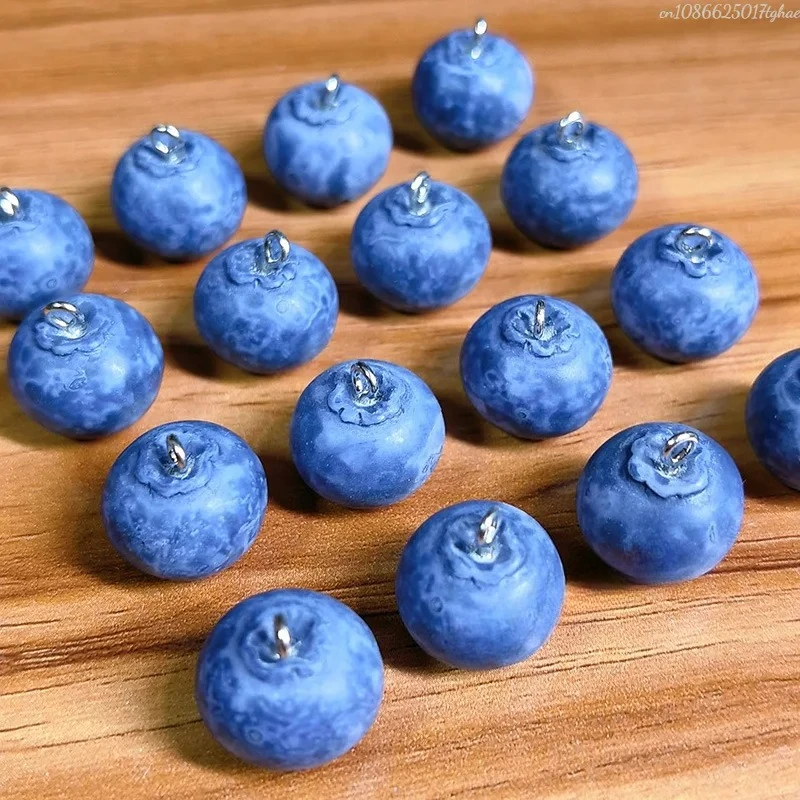 Dijes de resina de arándanos pequeños 3D, colgante de comida de fruta simulada DIY para pendientes, collar, joyería, accesorio para hacer 10 Uds.
