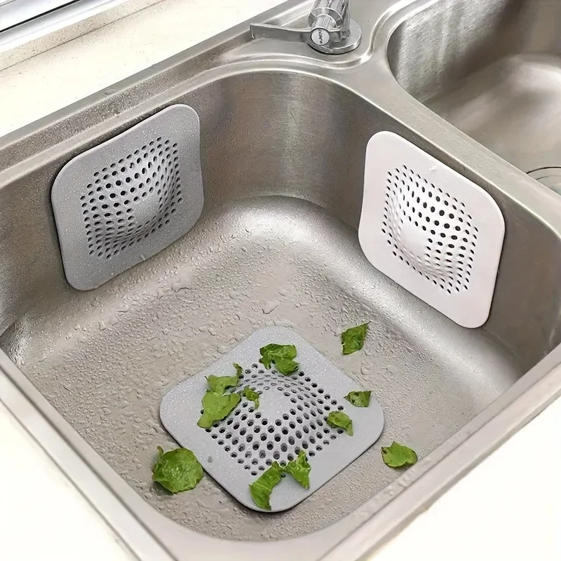 Heavy-Duty Flexible Silicone Drain Protector, Anti-Slip Suction Cup Sink Filter, Washable Reusable Trash Blocker Mat for Home Drainage