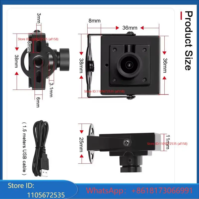 3200 AR0230 2MP Industrial Webcam 2.8mm Wide Angle 115 Degree Lens 1080P H.264 Wide Dynamic Mini USB2.0 High Definition Camera