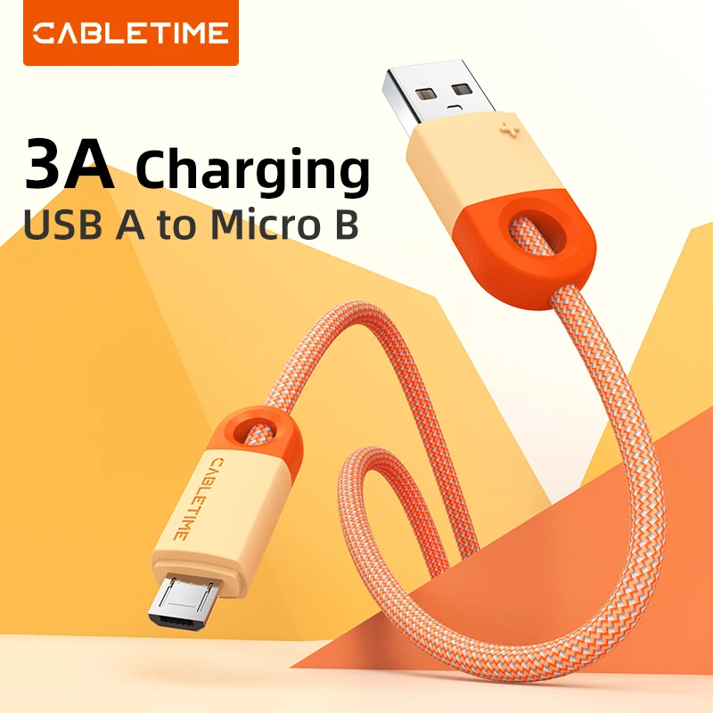 Кабель CABLETIME 3A USB A — Micro B, телефонный кабель для быстрой зарядки данных для Xiaomi 10, Redmi, Huawei, LG Oneplus, быстрая зарядка