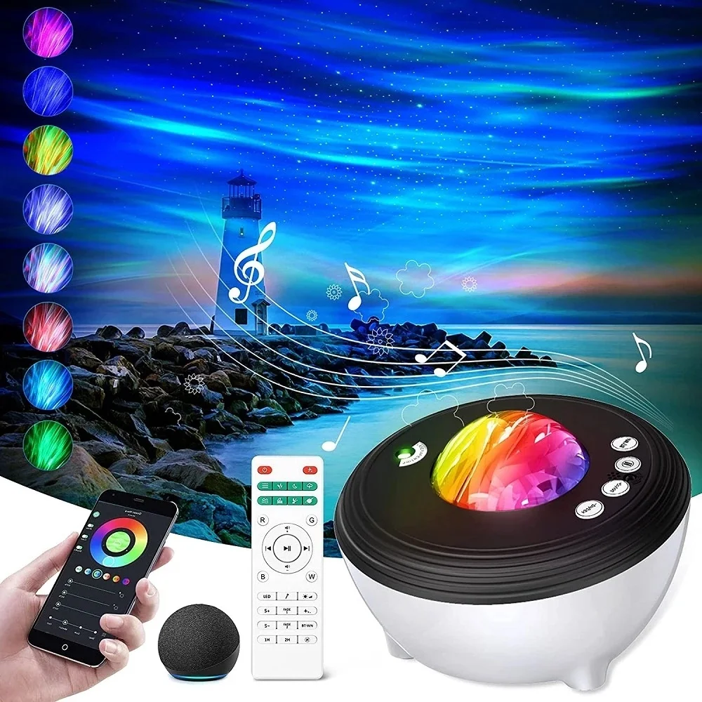 Imagem -05 - Projetor Aurora Star Light Galaxy para Quarto Projetor Inteligente com Aplicativo Remoto Altifalante Alexa Night Light Crianças e Adultos