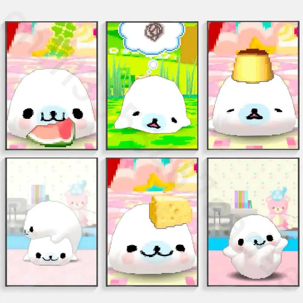 CUTE M-Mamegoma Seal Meme new group Poster HD home decor sticky wall waterproof home living room bar aesthetic decor