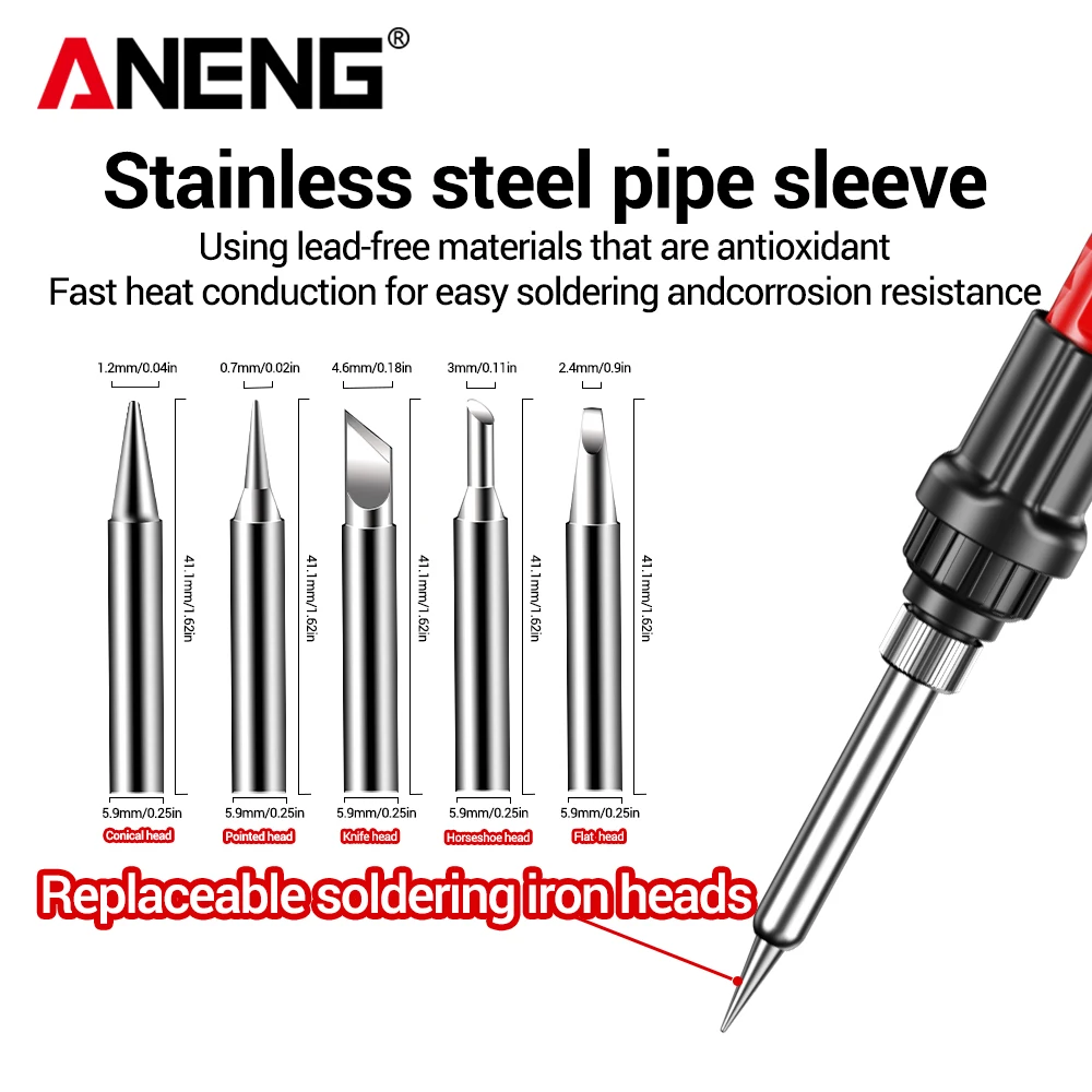 سبيكة لحام كهربائي LCD شاشة ديجيتال قابل للتعديل درجة الحرارة ANENG SL105 المحمولة 60 واط كهربائي لحام أدوات إصلاح اللحام #4