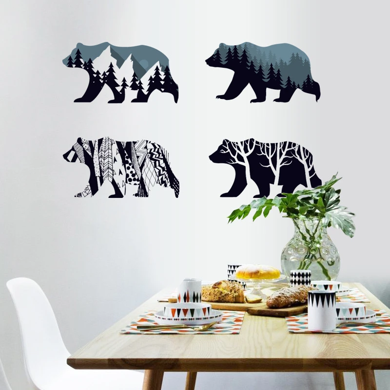 Polar Bear 3d Wall Stickers for Living Room Bedroom Home Decoration Diy Snow Mountain Forest Pattern Mural Art Animal Wall Decal