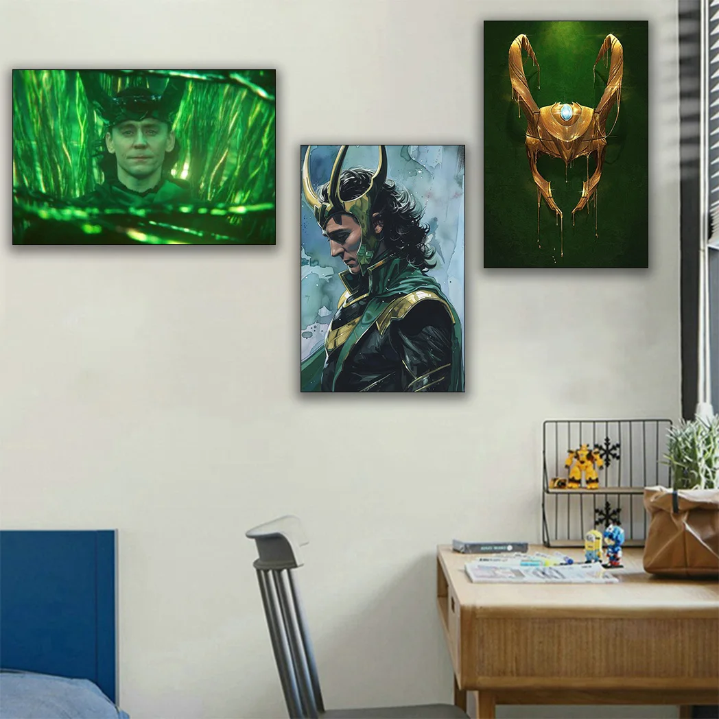 ملصقات فنية جدارية من MINISO Marvel Son of Odin Loki God of Story ديكور منزلي مناسبة لمشاهد مختلفة لوحة قماشية مزخرفة #5