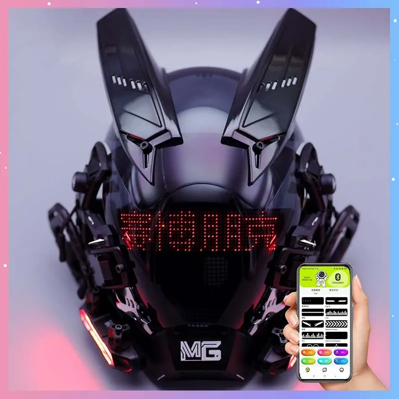 

Cyber Punk Mask MG Series Cosplay Mechanical Warrior Mask With Screen Support Mobile App Control Halloween Party Coser Prop Gift
