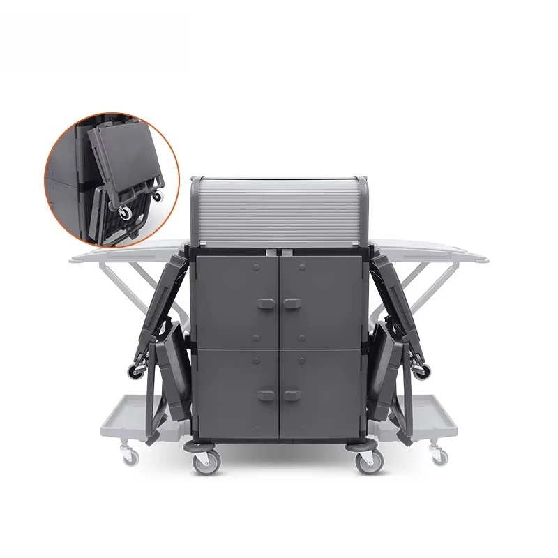 Premium Quality Grey Plastic Housekeeping Maid Cart Universal Hotel Cleaning Solution