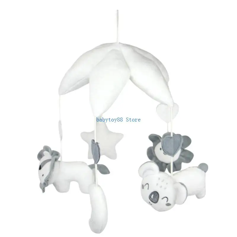 Y4UD Plush Musical Box Baby Crib Mobile Rotating Animal Hanging Rattle Nursery Decors