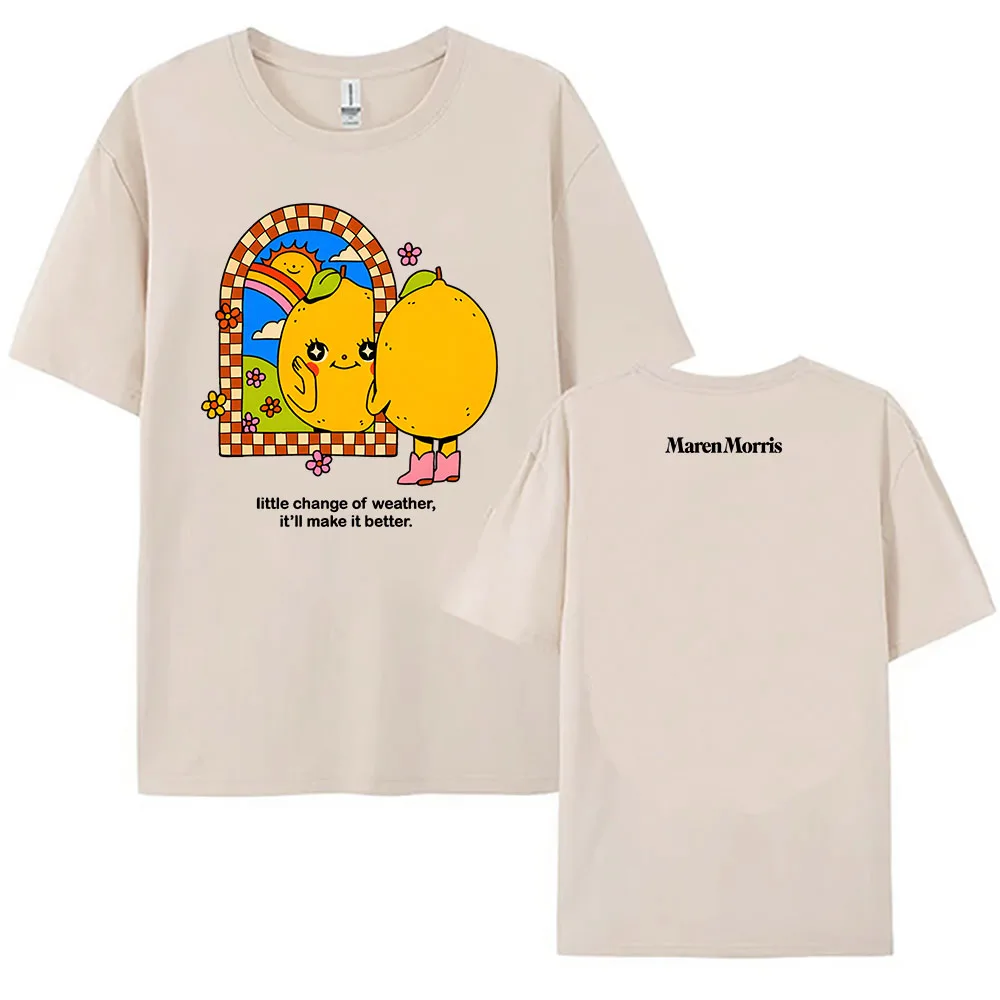 

Lemon Girl Cartoon Graphic Tee Maren Morris Singer Fashion T-shirt Short Sleeve Casual Female Tee-shirt O-neck Loose Women Shirt